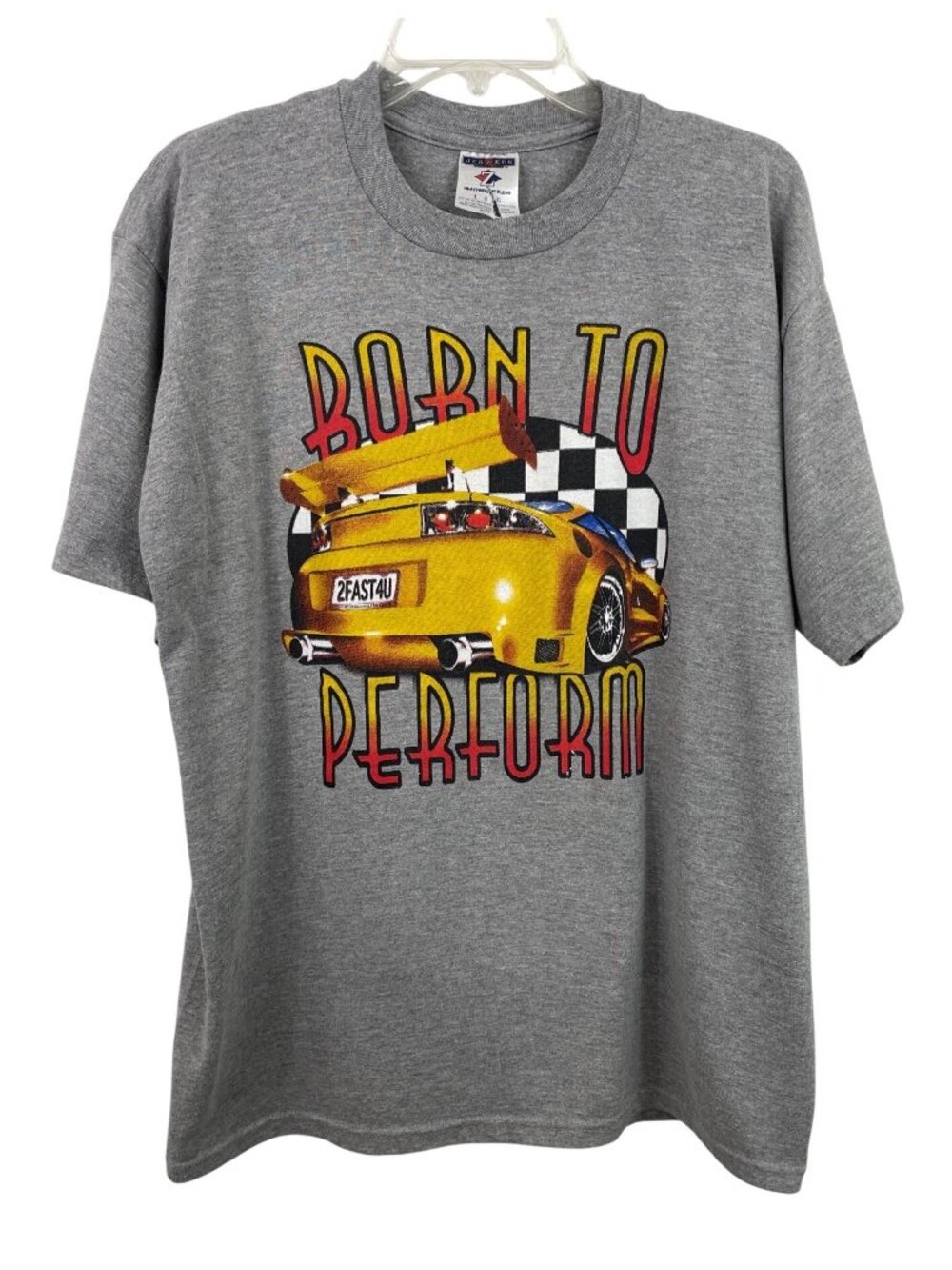 Born To Perform Graphic Tee Gray Jerzees Mens Size Large Car Theme